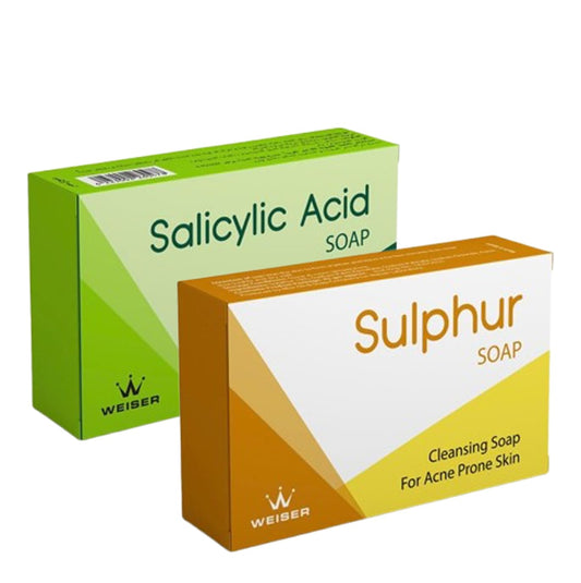 WEISER Salicylic Acid Soap & Sulphur Soap Set, Cleansing Bar for Acne Prone Skin, 2-Pack