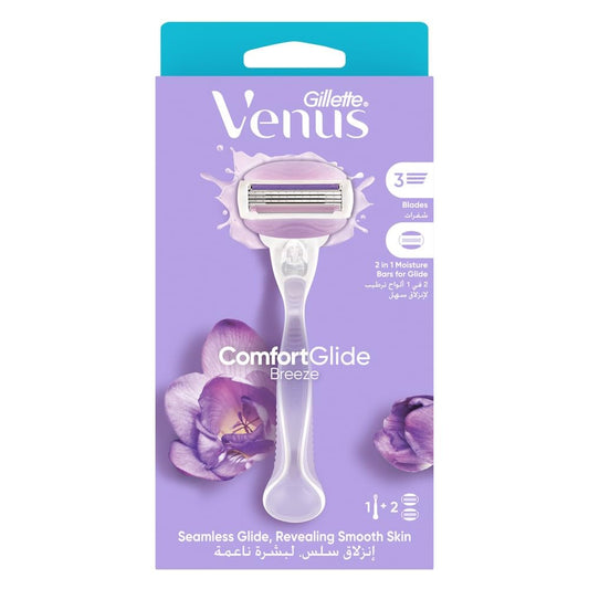 Gillette Venus Comfort Glide Breeze 2-in-1 Razor Handle For Women With 2 Blade Refills