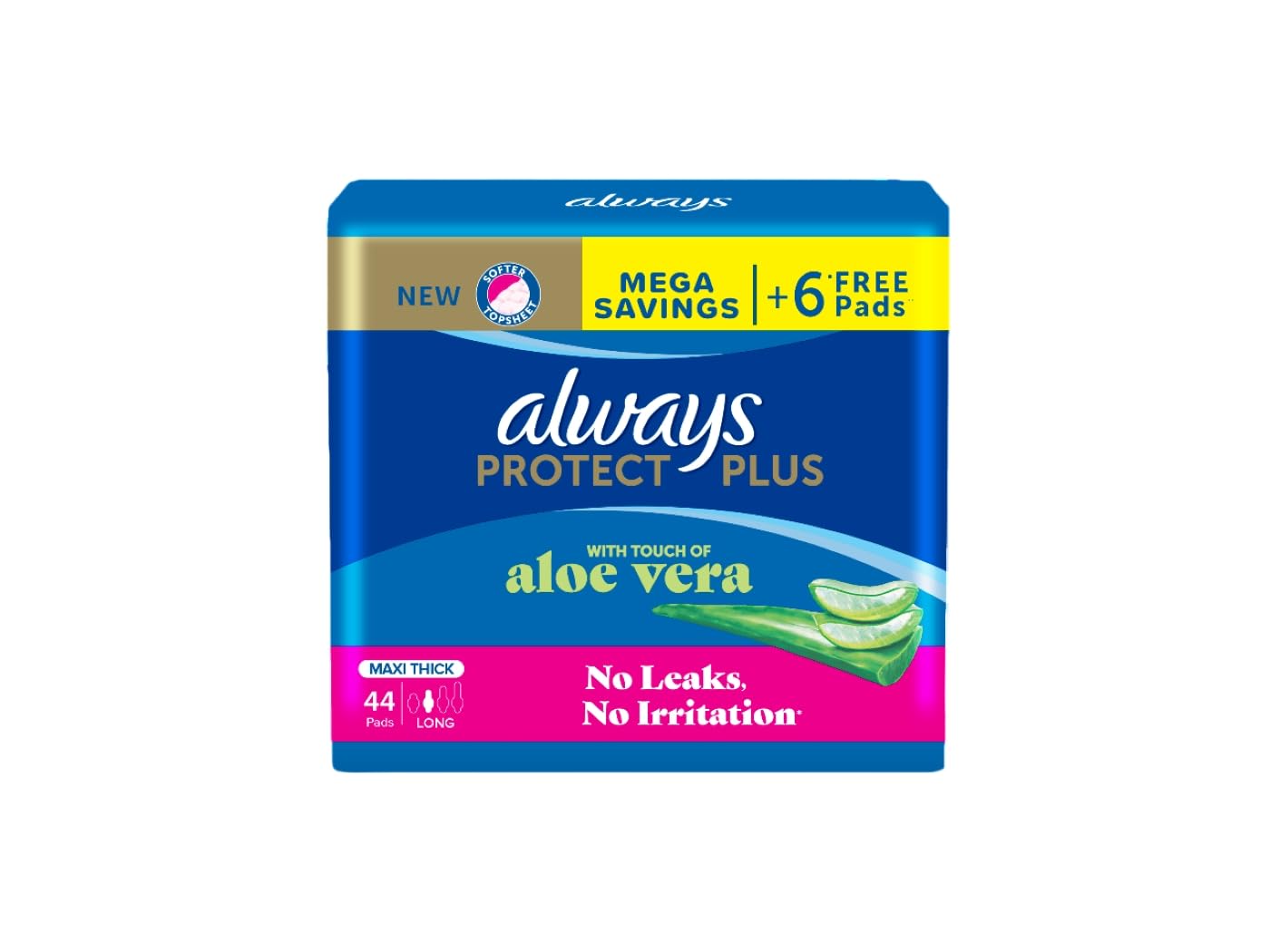 Always Protect Plus Thick Long Pads, 44 Pads