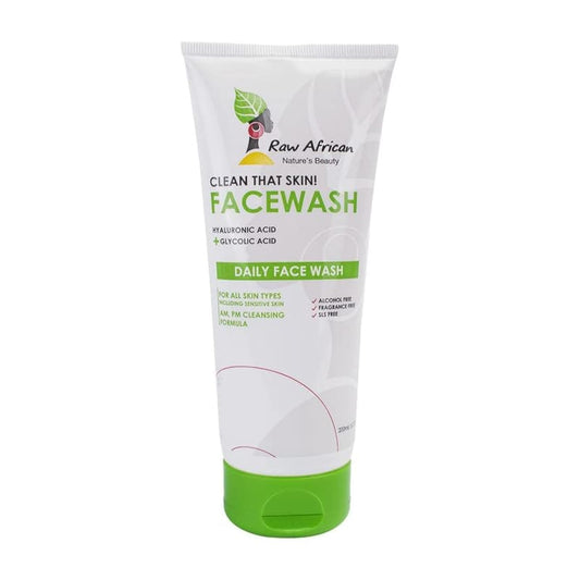 RAW AFRICAN | Clean That Skin! Facial Cleanser | Gentle Daily Cleansing | Natural & Organic | 200ml | Organic | Vegan | 100% Natural Essential Oils