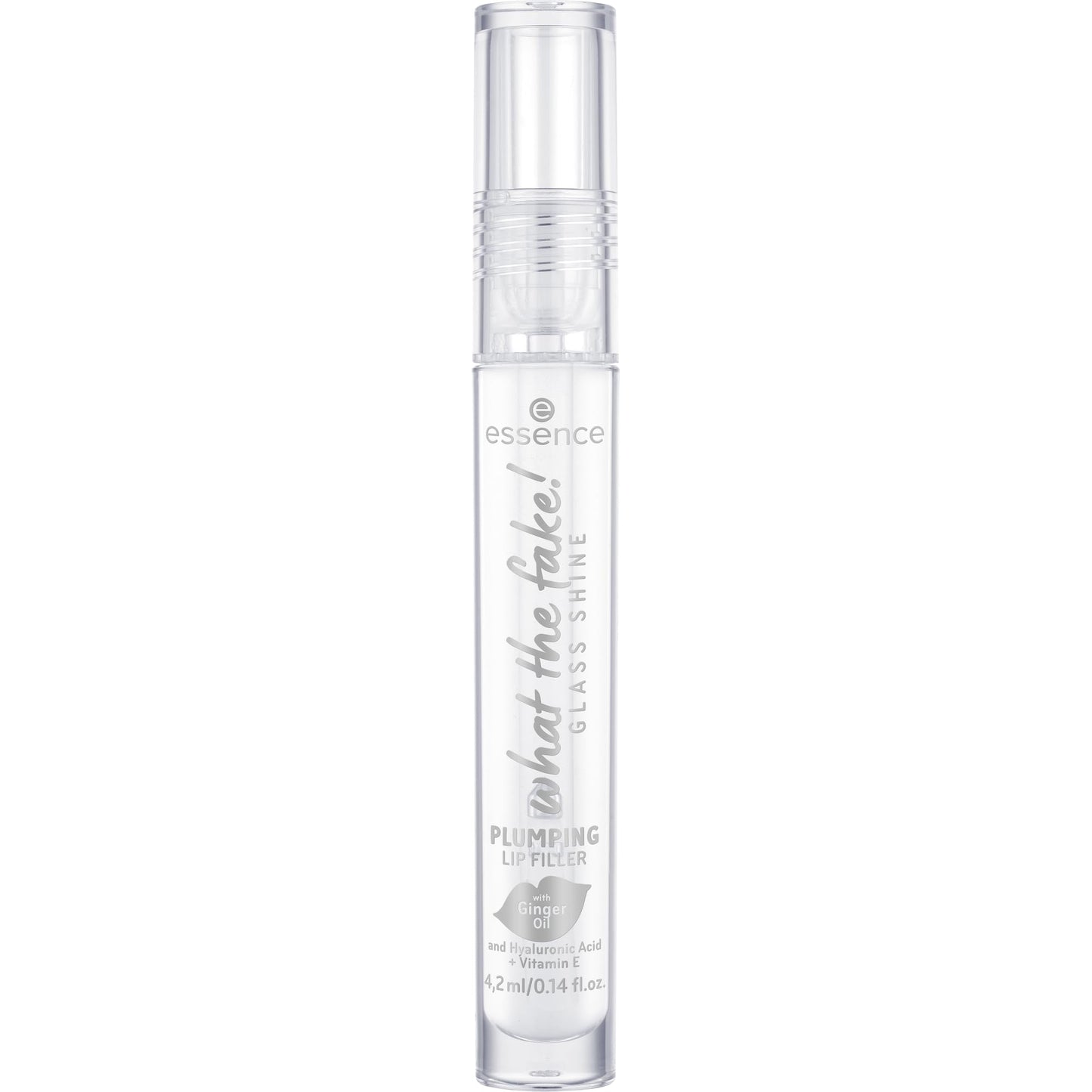 Essence What The Fake! Glass Shine Plumping Lip Filler Lip Booster 01 Transparent Moisturising Vegan Paraben-Free Microplastic-Free 4.2 ml