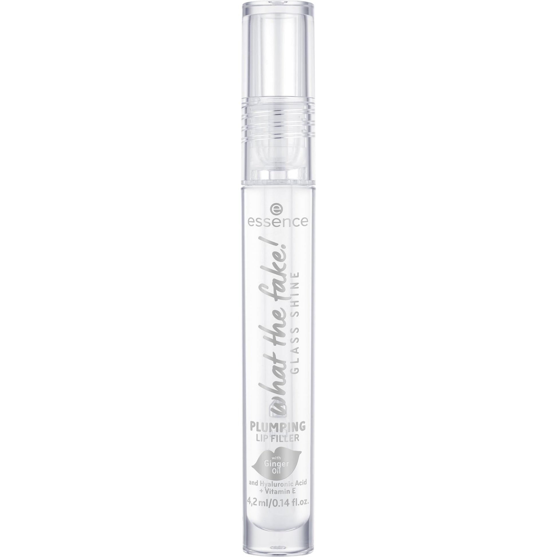 Essence What The Fake! Glass Shine Plumping Lip Filler Lip Booster 01 Transparent Moisturising Vegan Paraben-Free Microplastic-Free 4.2 ml