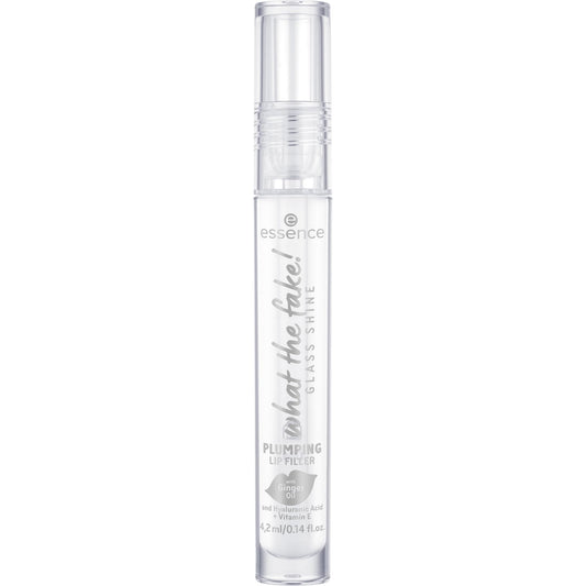Essence What The Fake! Glass Shine Plumping Lip Filler Lip Booster 01 Transparent Moisturising Vegan Paraben-Free Microplastic-Free 4.2 ml