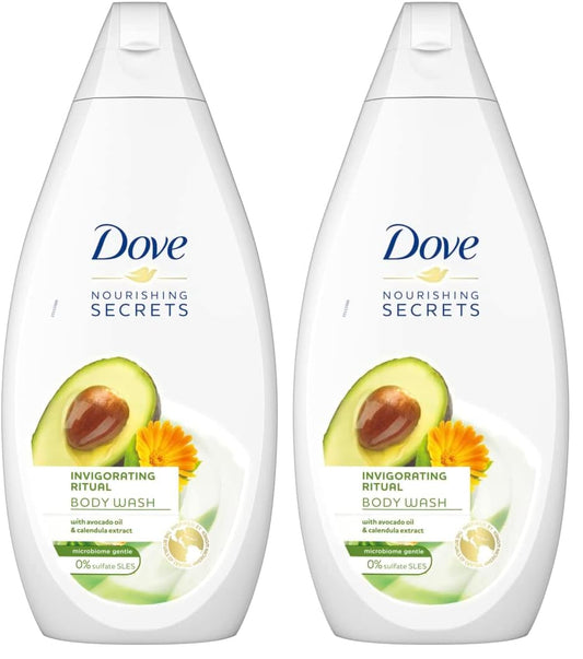 Dove Nourishing Secrets Hydrating Shower Gel Made with Avocado oil & Calendula extract Naturally derived Cleansers Invigorating Ritual 500ML (Pack of 2)