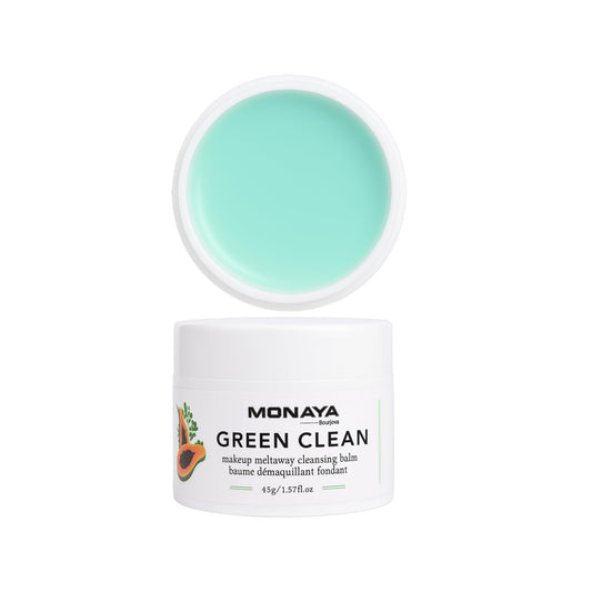 Monaya X001 Makeup Remover Cleansing Balm -Green Clean Waterproof Makeup Remover + Oil Based Cleanser - Gentle Exfoliating Double Cleanser - Melts From Balm to Milky Lather