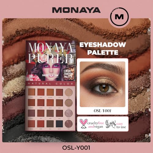 Monaya Y001 Purer Color Shadow Palette 20 Colors - Highly Pigmented, Long-Lasting, Cruelty-Free Makeup Set - Perfect for All Skin Tones, 20g Each