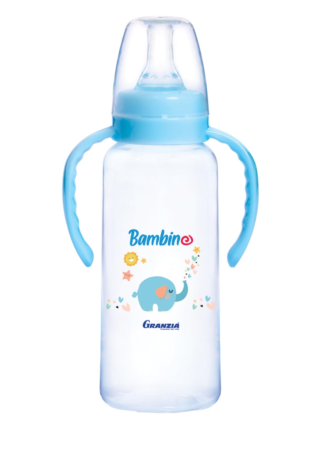 Granzia Bambino Classic Baby Feeding Bottle Blue 300 ML With Hand
