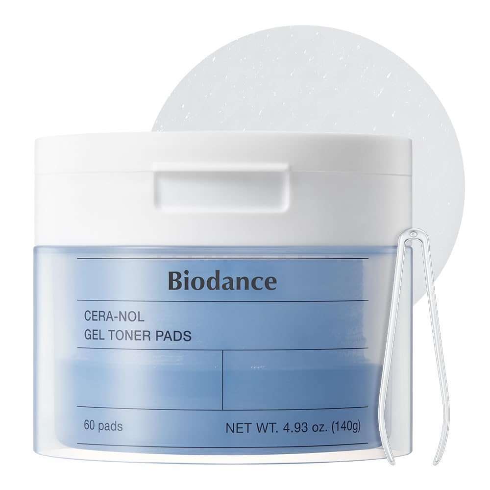 BIODANCE Cera-nol Gel Toner Pads, Deep Hydrating & Soothing Toner Pads for Sensitive Skin, Redness Reducing & Comfort Mositurizing, Korean Skincareᅵ4.93 fl.oz.(140g)*60Pads