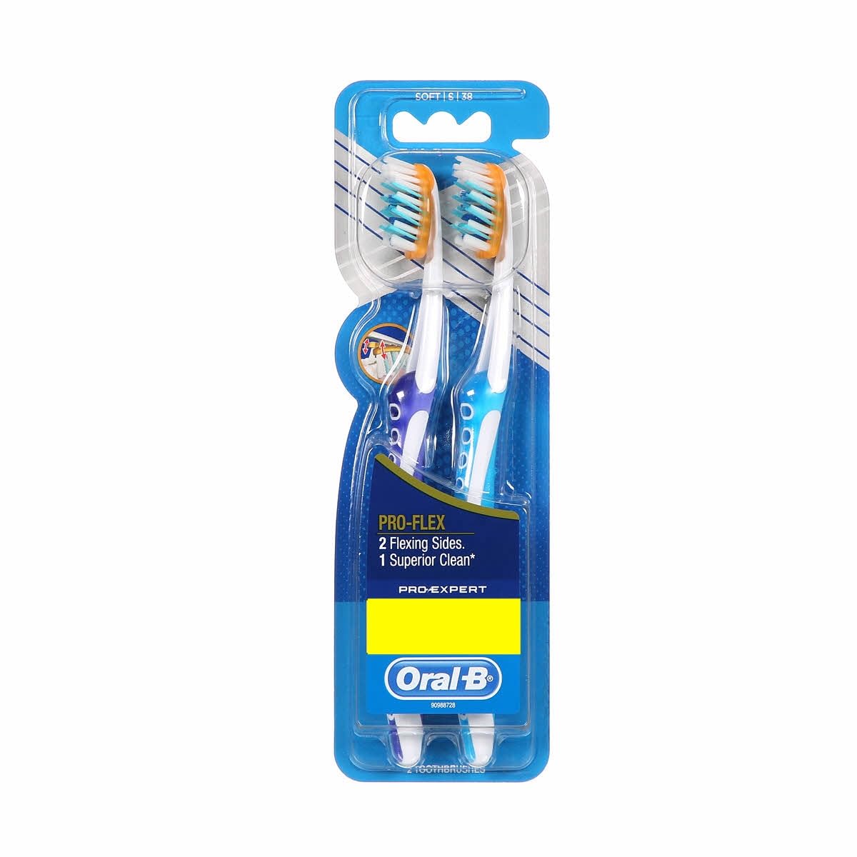 Oral-B Pro-Flex Soft Manual Toothbrush, Gentle Plaque Removal with Flexible Head Design, Multi-Colored – Packaging May Vary – Pack of 2