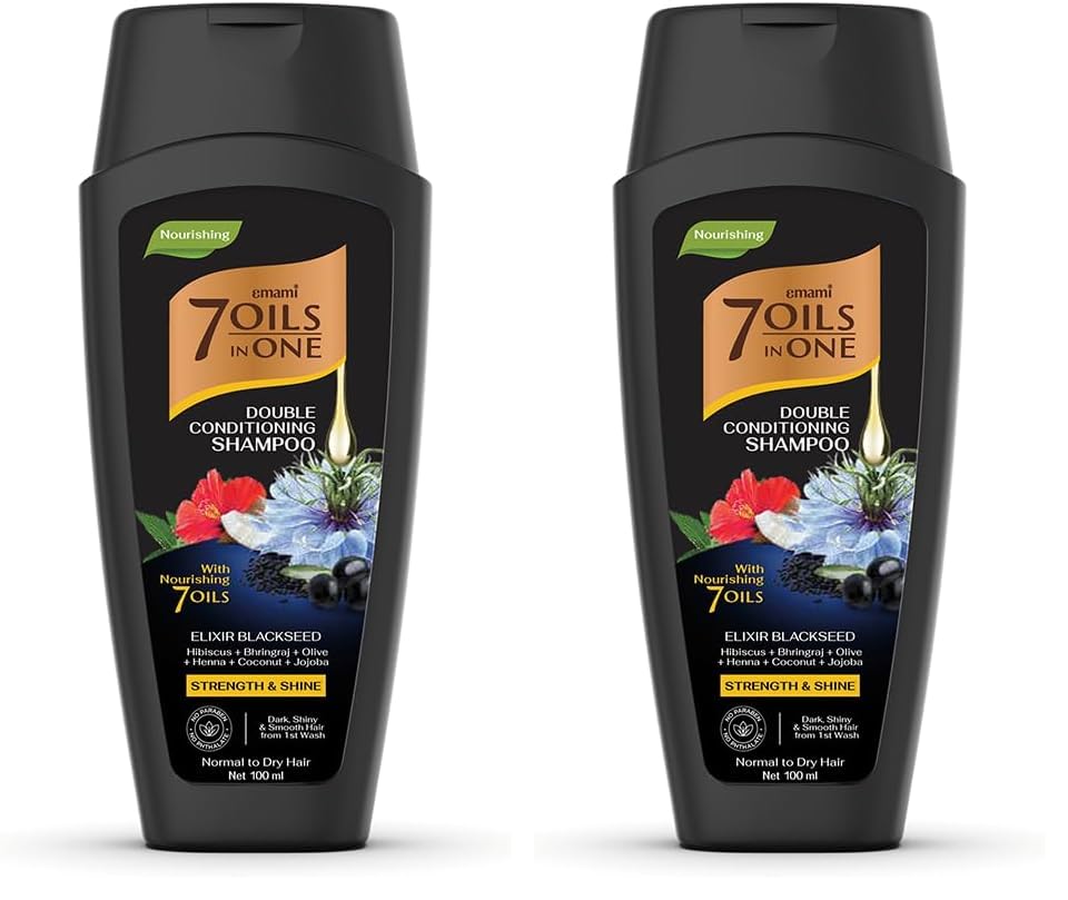 Emami 7 Oils in One Double Conditioning Shampoo Elixir Black seed 100 ML (Pack of 2)