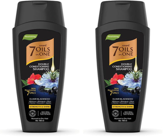 Emami 7 Oils in One Double Conditioning Shampoo Elixir Black seed 100 ML (Pack of 2)