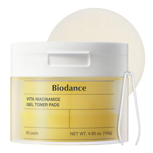 BIODANCE Vita Niacinamide Gel Toner Pads, Spot Correcting, Gentle Exfoliating, Evening Skin Tone, Brightening, Hydrating | 4.93 fl.oz.(140g), 60Pads