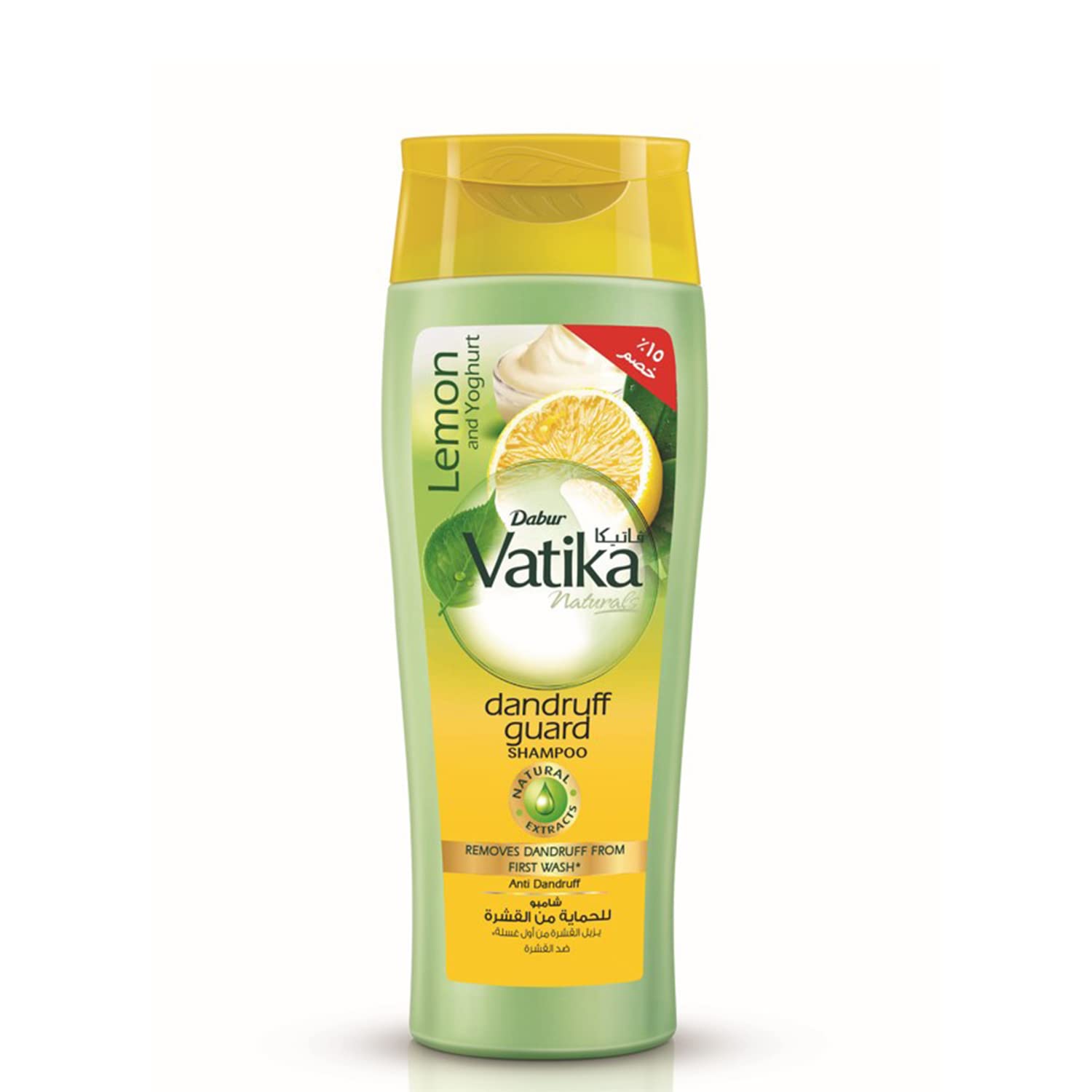 Vatika Naturals Dandruff Guard Shampoo Lemon and Yoghurt (360mL) + 15% OFF | with Natural Extracts Removes Dandruff From First Wash
