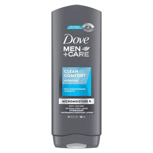 Dove Men+Care Clean Comfort Hydrating Body Wash, Micromoisture, 532 ml
