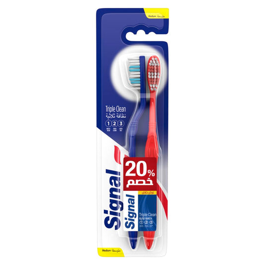 Signal Triple Clean Medium for plaque removal and protection against cavity Toothbrush 2PC