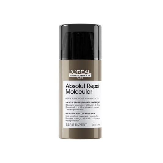 L’Oréal Paris L’Oréal Professionnel | Absolut Repair Molecular Leave-In-Mask, Repair Damage & Restore Strength, Heat Protectant For Hair, For All Damaged Hair Types, SERIE EXPERT, 100ml
