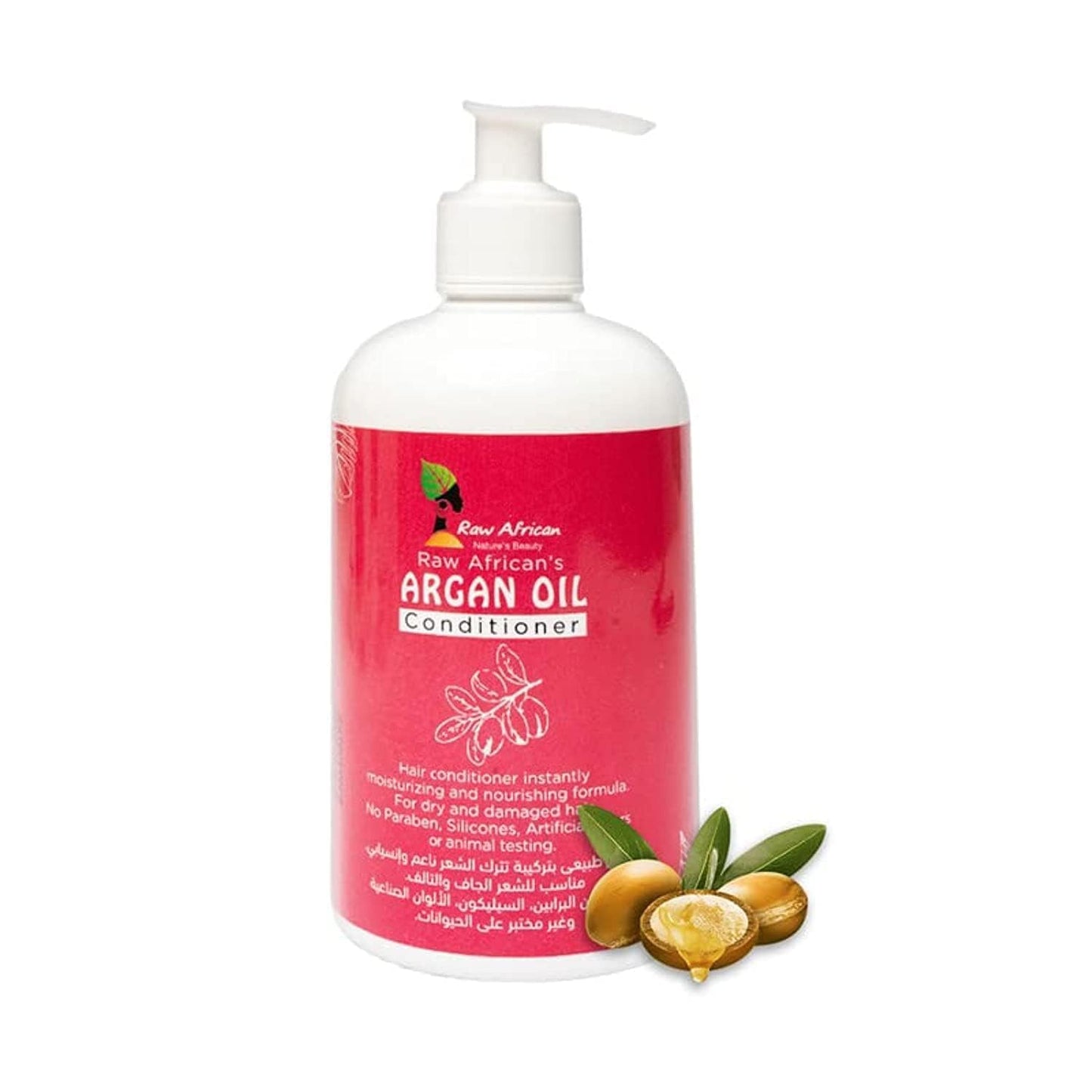 Raw African | Argan Oil Conditioner | Moisturizing | Nourishing | Dry & Damaged Hair | No Sulfate | No Parabens | No Artificial Colors | Hair Growth | Anti-Frizz | Healthy & Shiny Hair | 500ml