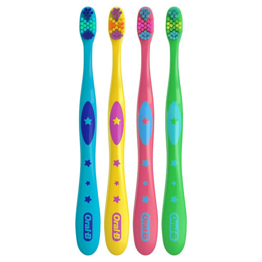 Oral-B Kids Manual Toothbrush, Extra Soft, MultiColor, Packaging May Vary, 4 Pieces