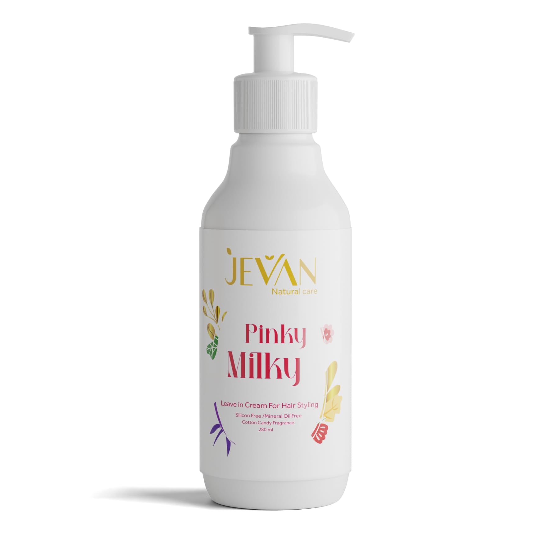 JEVAN Pinky Milky Leave-In Cream For Curly Hair- Cotton Candy 280 ml