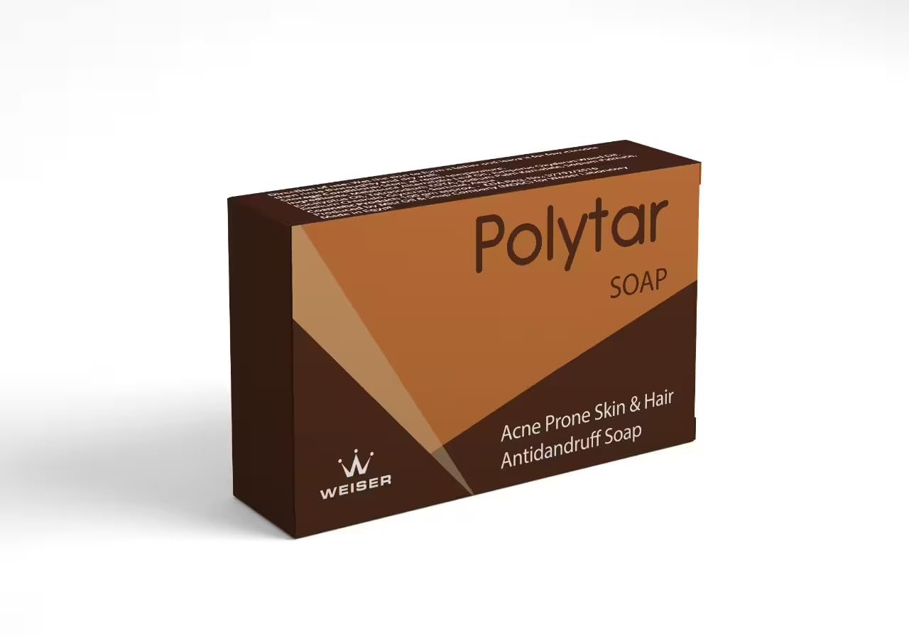 WEISER Polytar Soap, Acne Prone Skin and Hair Antidandruff Soap 100GM
