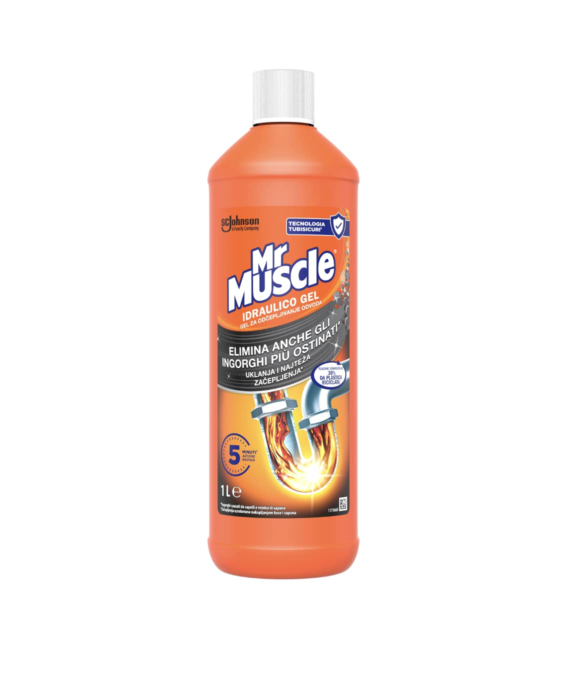 Mr Muscle Hydraulic Gel, Sink and Drain Strip, Drain Plug for Pipes and Drains, Pipe Safe – 1 Pack of 1000 ml