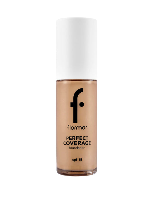 Flormar Perfect Coverage Foundation – 108 Honey – Soft Rich Texture, Smooth-Looking Skin, Up to 12H Fresh Wear, SPF 15