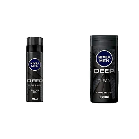 NIVEA Men Deep Bundle (Shaving Gel Black Carbon and Showe Gel Woody scent)