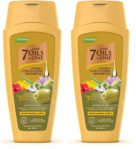Emami 7 Oils in One Double Conditioning Shampoo Mystic Olive 100 ML (Pack of 2)