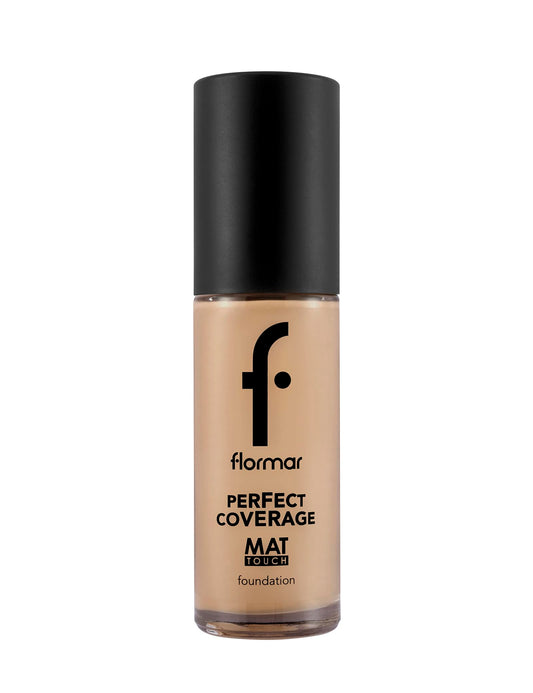 Flormar Perfect Coverage Mat Touch Foundation – 322 Beige – Matte Finish Foundation, Shine Control, High Coverage Look, Smooth Skin Appearance