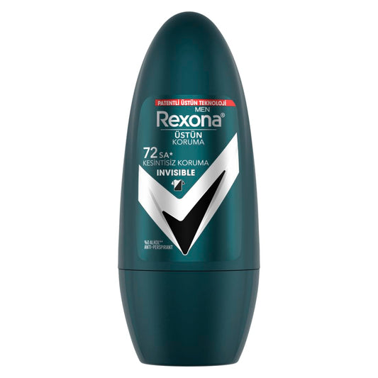 Rexona antiperspirant deodorant roll-on for Men, Advanced Protection 72H+, Invisible Black & White 50ML