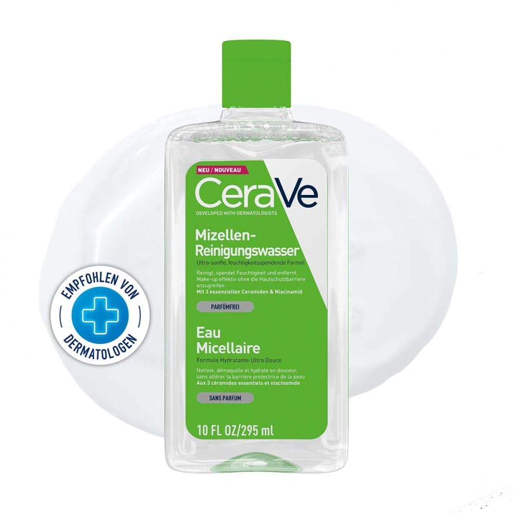 CeraVe Micellar Cleansing Water For All Skin Types Including Sensitive Skin And Makeup Removal 295Ml With Niacinamide And Ceramides