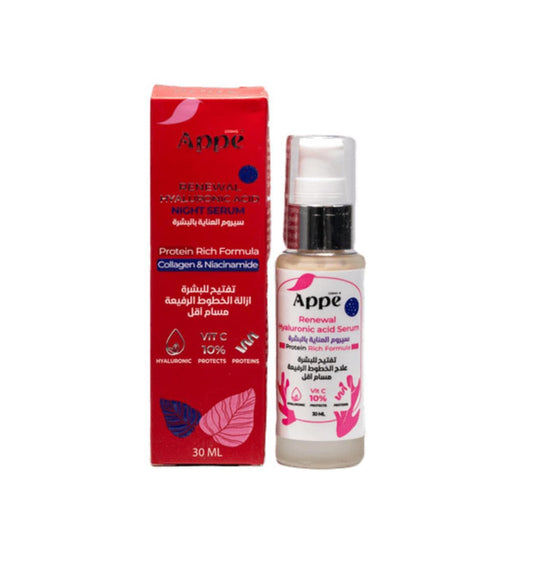 Cosmo APPE Renewal Hyaluronic Acid Night Serum 30ml - With 10% Vitamin C, Collagen & Niacinamide - Intensive Overnight Repair for Fine Lines, Dark Spots & Pore Reduction - Protein Rich Formula