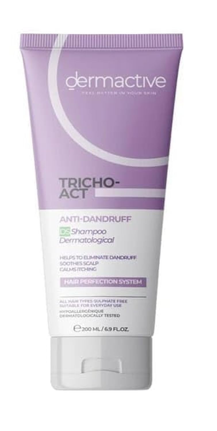 DERMACTIVE Tricho-Act Anti-Dandruff Shampoo DS – 200 ml Effective Dandruff Control, Soothes & Strengthens Scalp, Gentle Cleansing All Hair Types, Fragrance-Free, Daily Use, Hair Perfection System