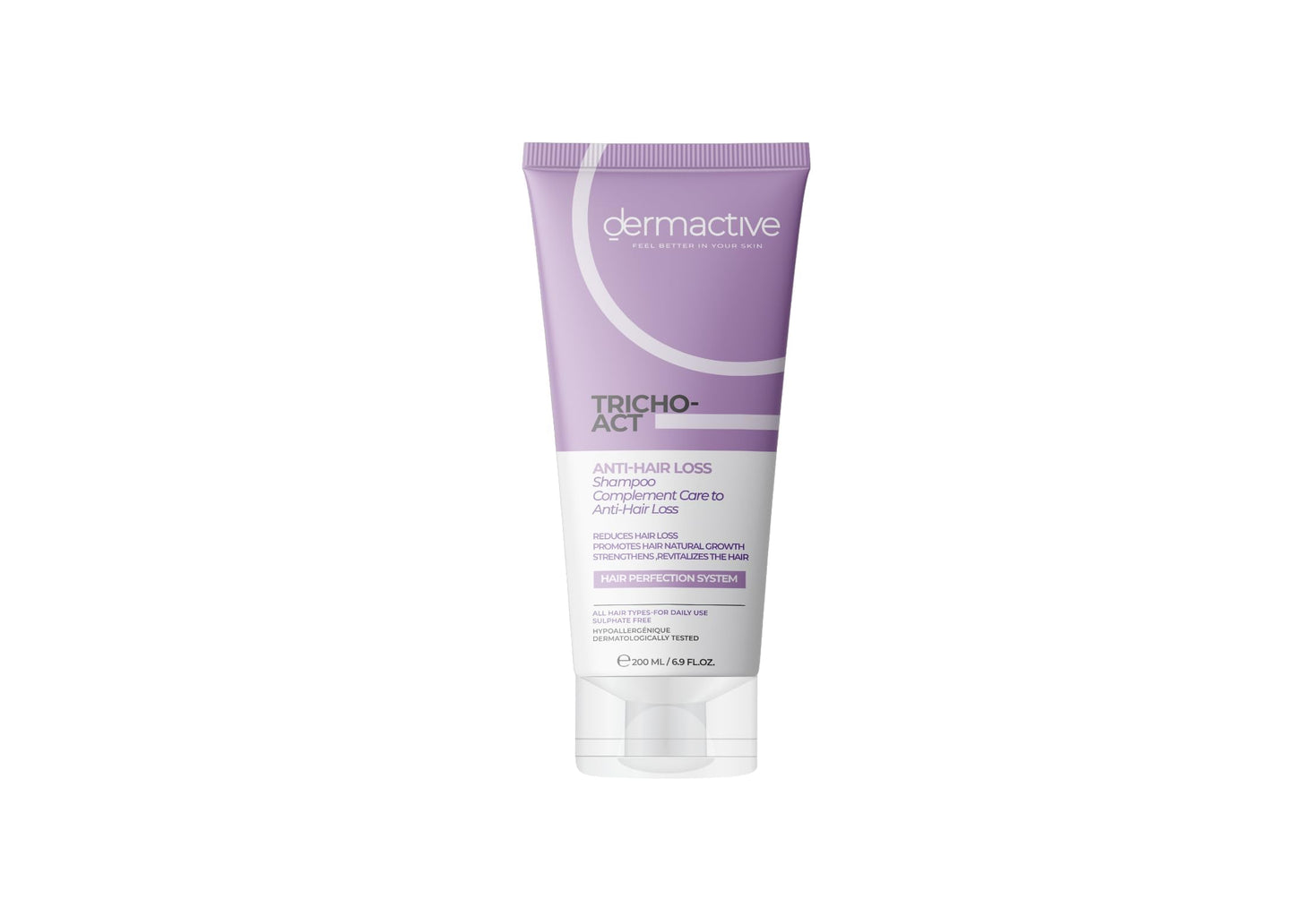 DERMACTIVE Tricho-Act Anti Hair Loss Shampoo – 200 ml Advanced Anti-Hair Loss Formula, Strengthens & Nourishes, Stimulates Scalp All Hair Types, Gentle & Effective, Daily Use, Hair Perfection System