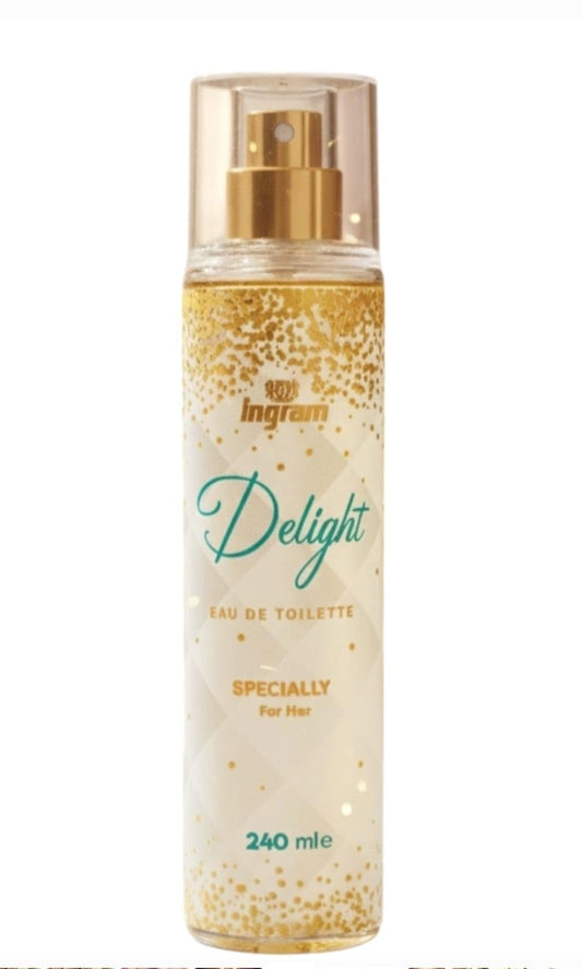 Ingram Delight Body splash, 240ml, Floral Oriental Fragrance for Women, Bergamot, Jasmine and Vanilla Notes