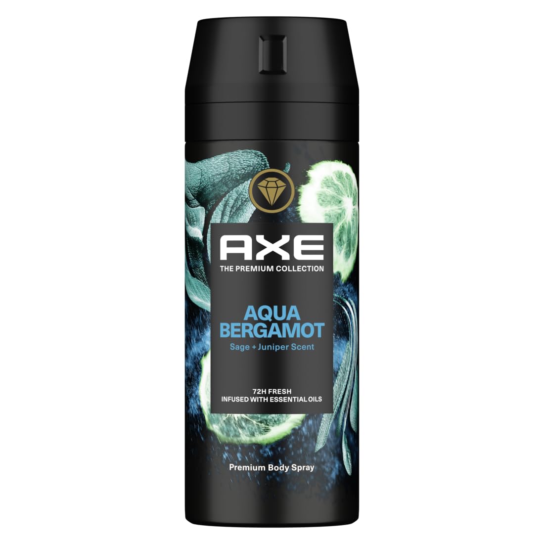 Axe The Premium Collection, Body Spray for Men, Aqua Bergamot,for fine body fragance & 72H odor protection deodorant, 150ml