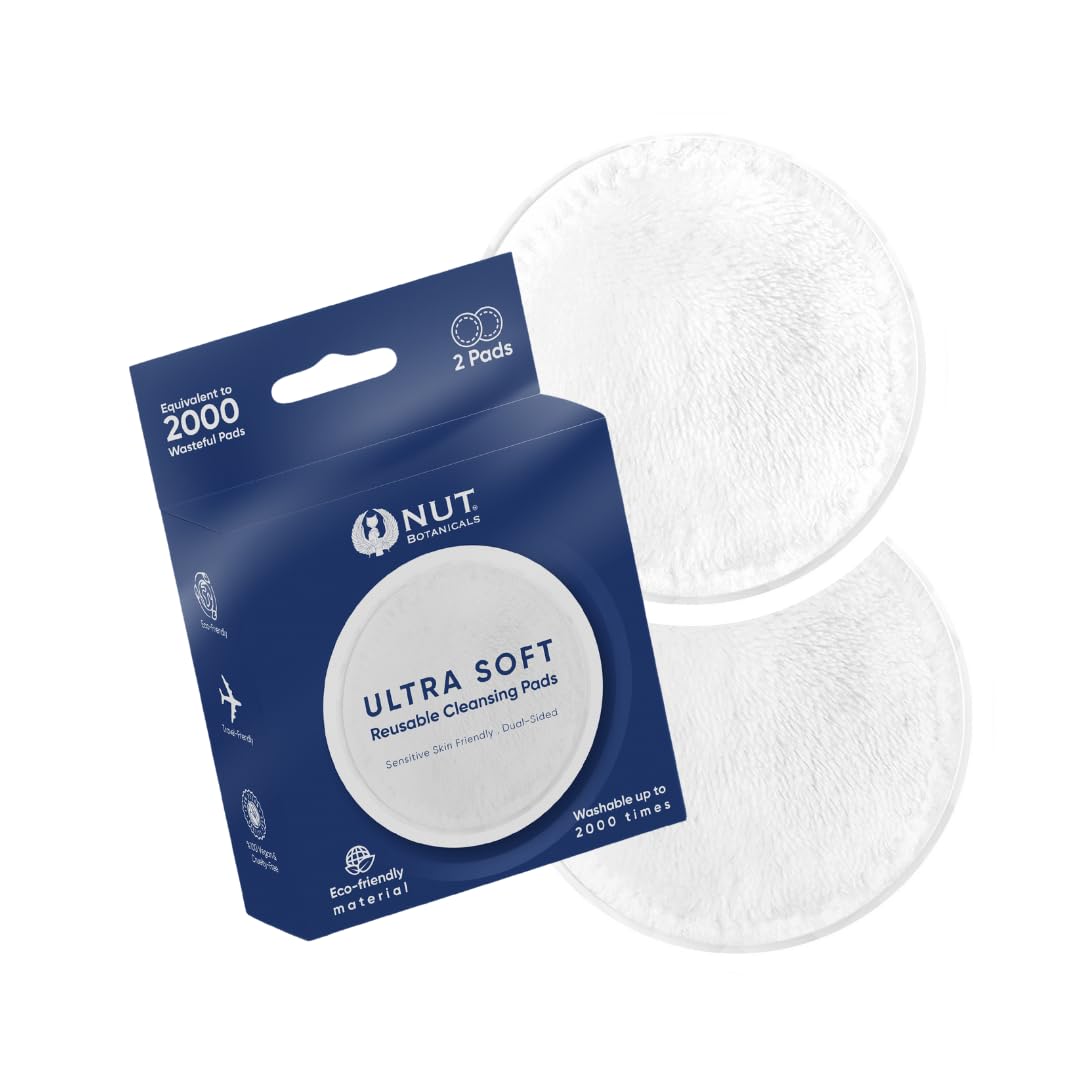NUT Botanicals Ultra Soft Reusable Makeup Remover Eco Pads 10×10Cm X2