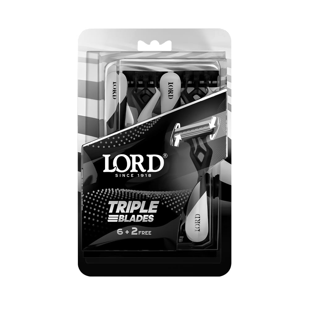 LORD Triple Blades Disposable Razors, 6+2 free "White" - Premium Pack