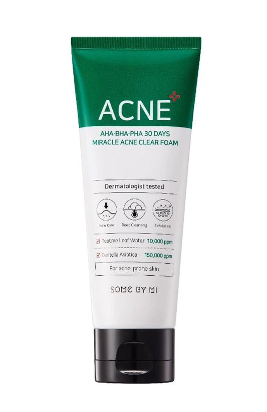 SOME BY MI AHA-BHA-PHA 30 DAYS MIRACLE ACNE CLEAR FOAM (100 ml)- Functional face cleanser