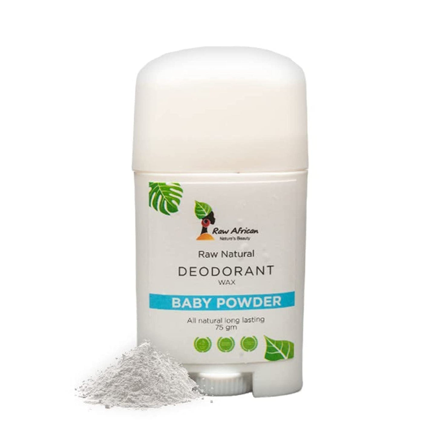 Raw African | Natural Deodorant | Long Lasting | Natural Honey Wax | Aluminum Free | No Harsh Chemicals | No Clogged Pores | Shea Butter | Coconut Oil | Baby Powder | 75gm