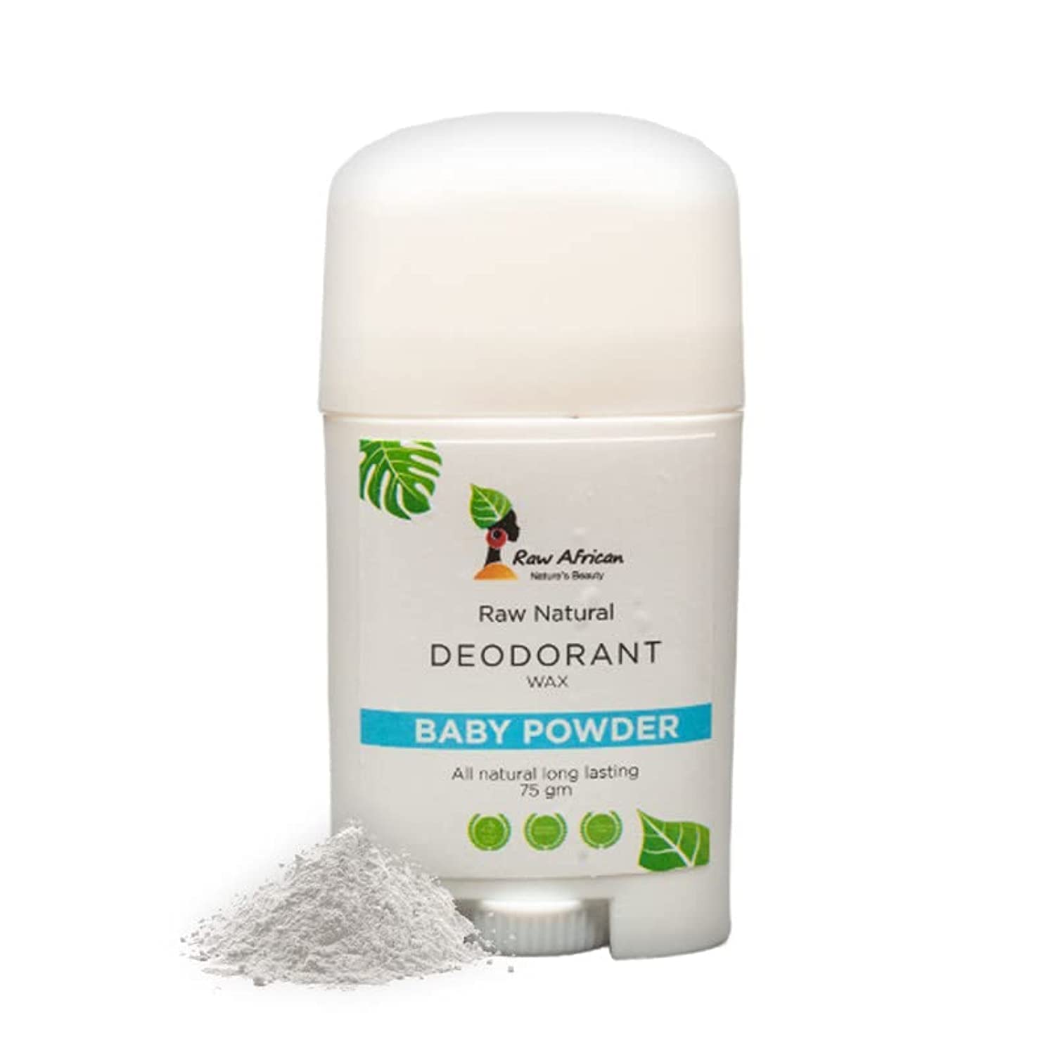 Raw African | Natural Deodorant | Long Lasting | Natural Honey Wax | Aluminum Free | No Harsh Chemicals | No Clogged Pores | Shea Butter | Coconut Oil | Baby Powder | 75gm