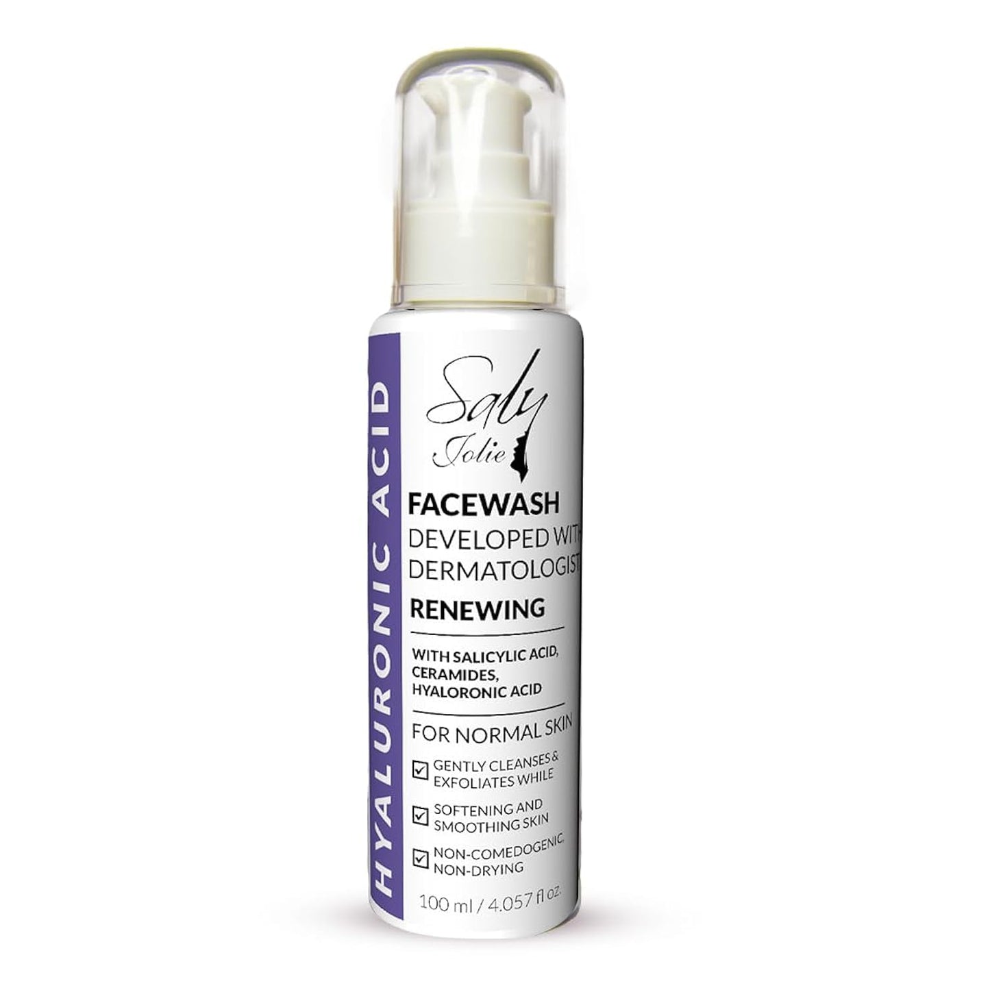 Saly Jolie Hyaluronic Acid Hydrating Facial Cleanser Gentle Face Wash 100ml Fragrance Free