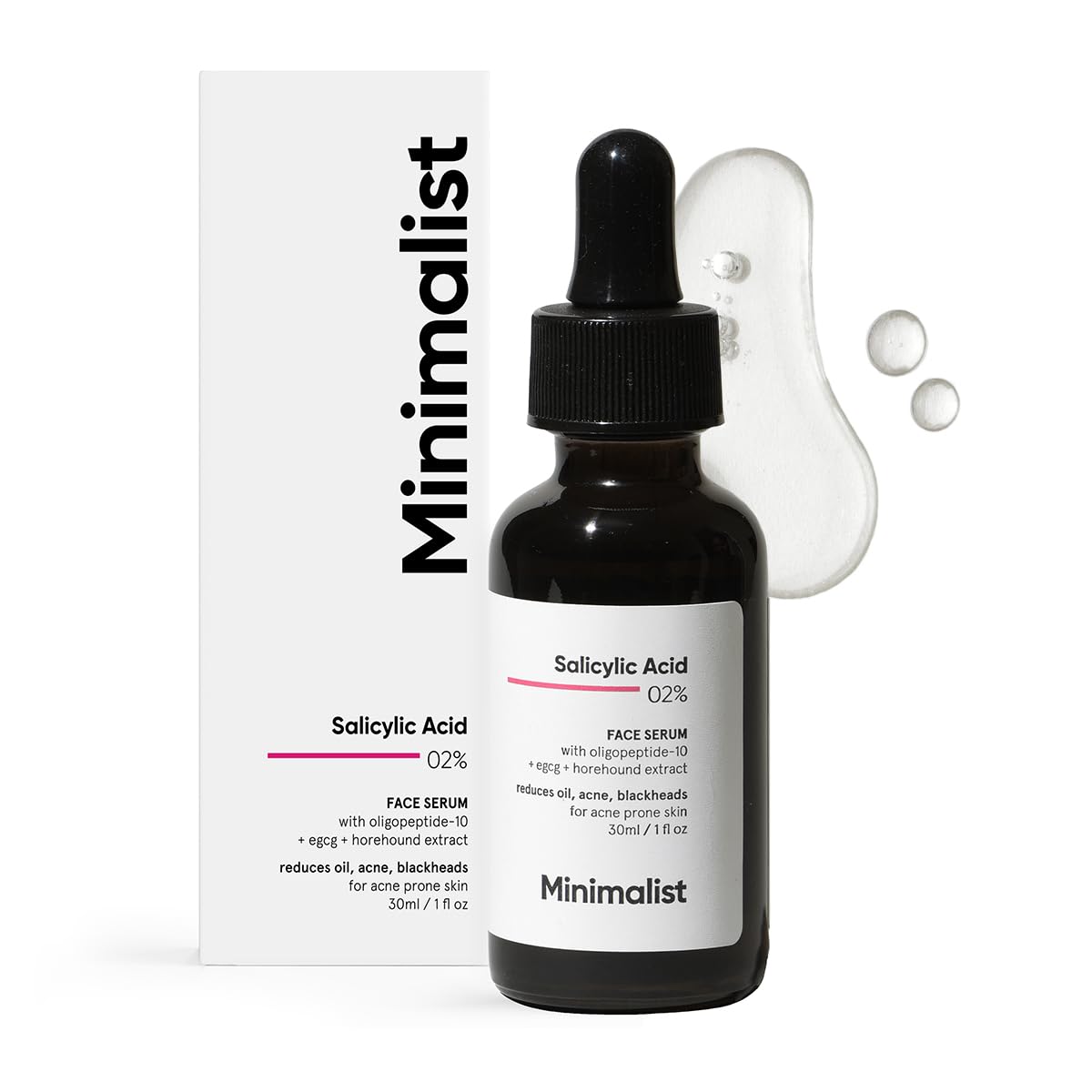 Minimalist 2% Salicylic Acid Serum For Oily Skin | Helps With Open Pores, Breakouts, Blackheads & Bumpy Texture | BHA Based Exfoliant for Oily Skin | 30ml