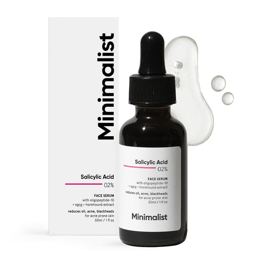 Minimalist 2% Salicylic Acid Serum For Oily Skin | Helps With Open Pores, Breakouts, Blackheads & Bumpy Texture | BHA Based Exfoliant for Oily Skin | 30ml