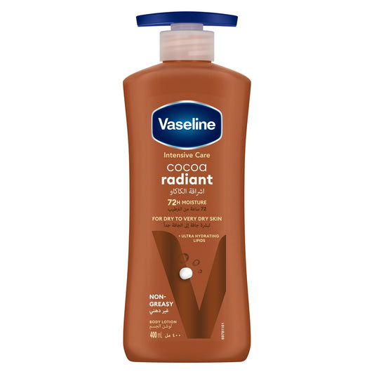 Vaseline Lotion intensive care cocoa radiant made with 100% pure cocoa butter for a natural glow 400ML