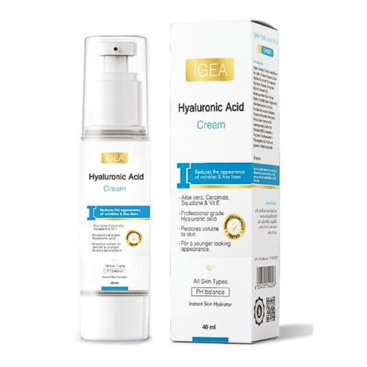 Igea Hyaluronic Acid Cream | 40 ML |With Alo Vera & Ceramide | Vit E Professional-Grade Hyaluronic acid | Moisturizes | Reduces the Appearance Of Fine Lines and wrinkles