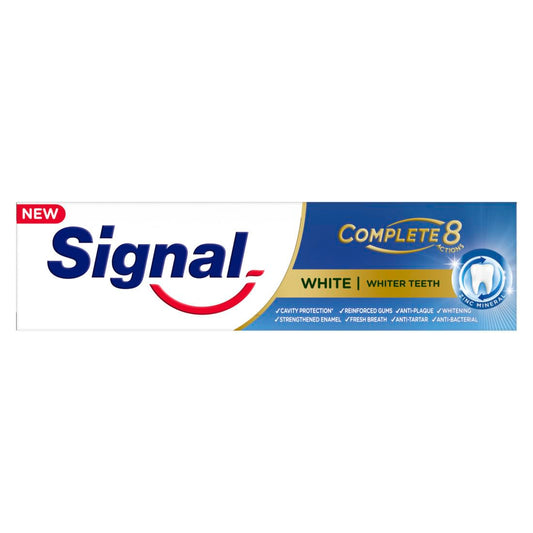 Signal Complete 8 White with Zinc Mineral without Triclosan for 18H Protection and whiter teeth Toothpaste 75ml