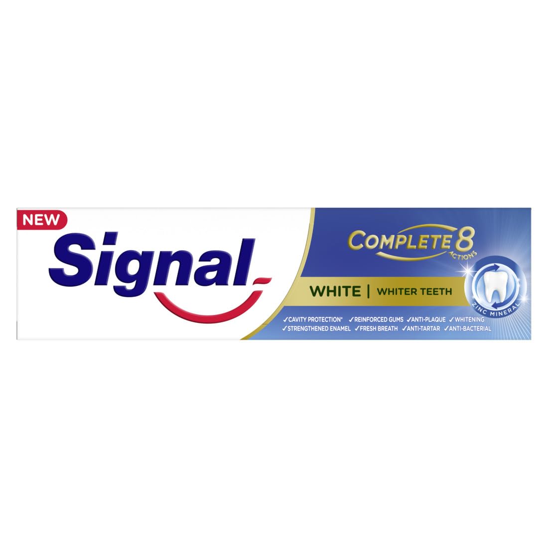 Signal Complete 8 White with Zinc Mineral without Triclosan for 18H Protection and whiter teeth Toothpaste 75ml