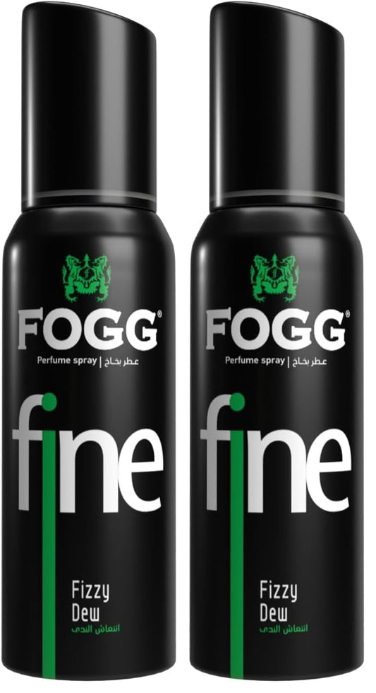 Fogg Fine Fizzy Dew Fragrances Deodorant Body Spray For Men, 120 Ml Each (Pack of 2)
