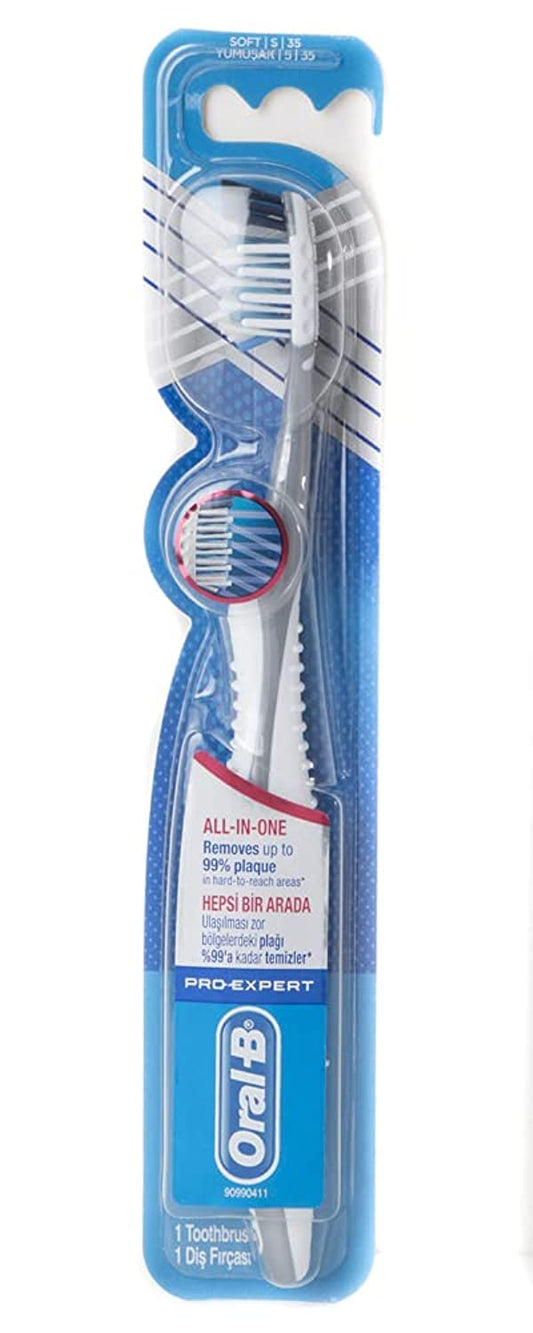 Oral-B Pro-Expert CrossAction All In One Soft Manual Toothbrush, Removes up to 99% Plaque, Multi Color